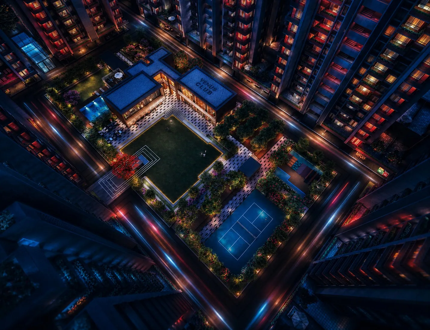 The Planet by Venus: Club O7 Road 3 BHK Guide architectural rendering